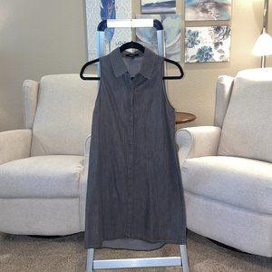 Grey/Black Forever 21 Denim Button Up Dress with Collar/Size S